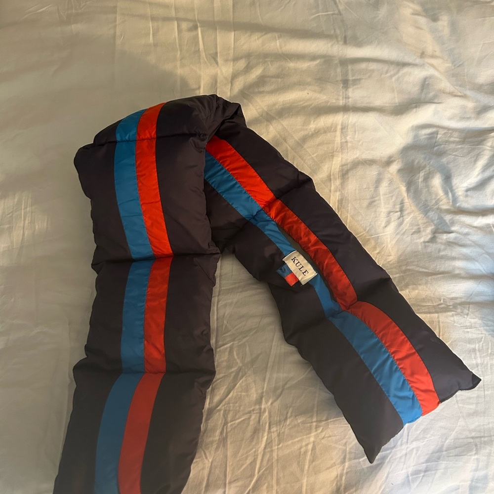 Navy Scarf with Red and Blue Stripes